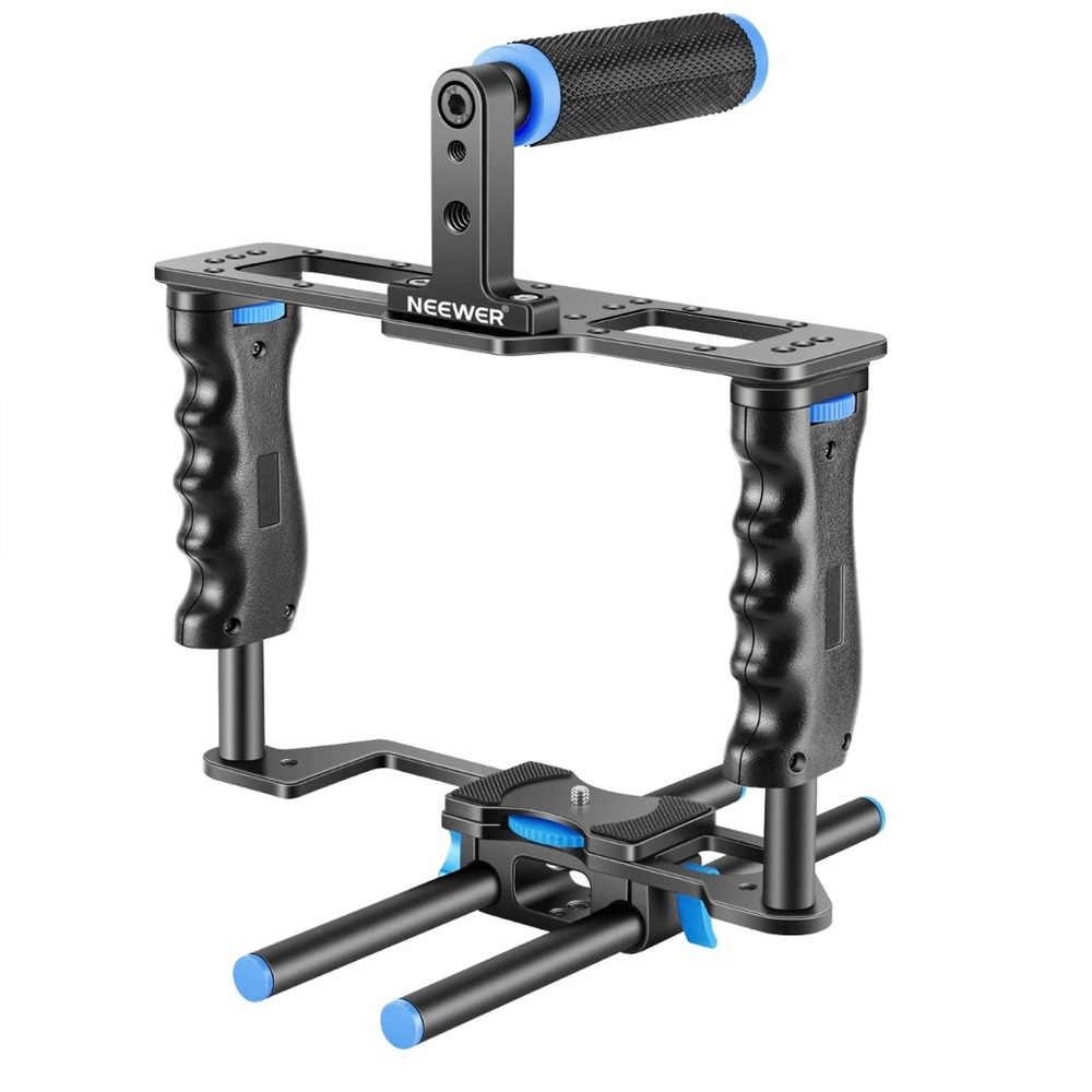 NEEWER Camera Cage Kit w/Handle & Grips Black+Blue DSLR CAGE C2 filming equipmen